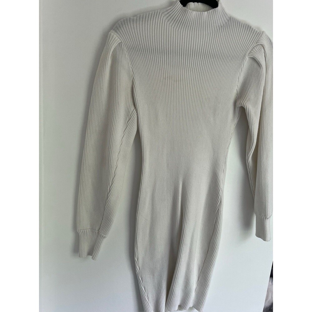 Womens Anrabess White Knit High Neck Dress Size Small